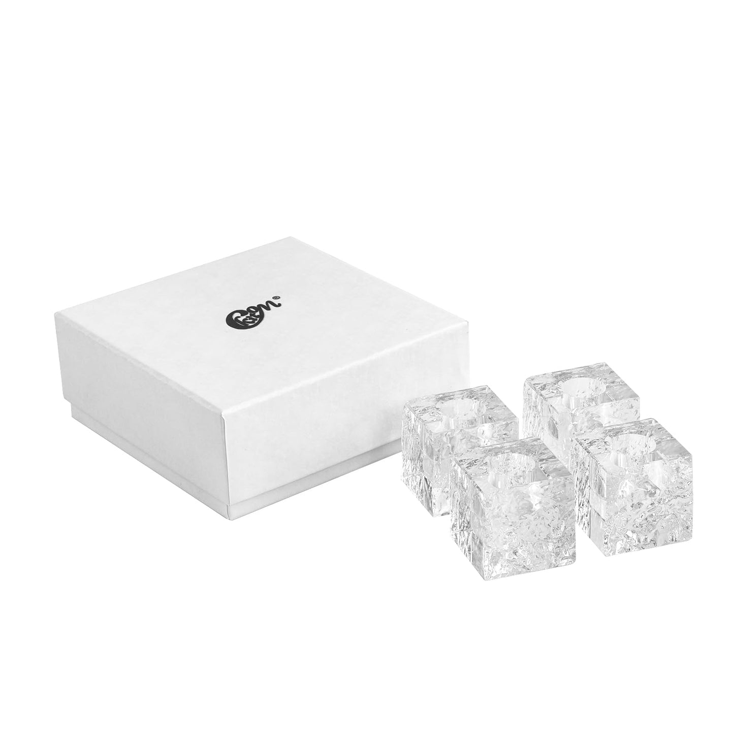 Kitcom Crystal Tea Light Candle Holders Pack of 4 for Tabletop Home Decor W1.97'' X H1.77'', Comes with Gift Box