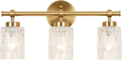 ALICE HOUSE 3-Light Vanity Light Fixture Over Mirror, Brushed Brass, Easy Bulb Replacement, LED Compatible, Bright and Elegant Bathroom Light for Makeup AL5095-W3