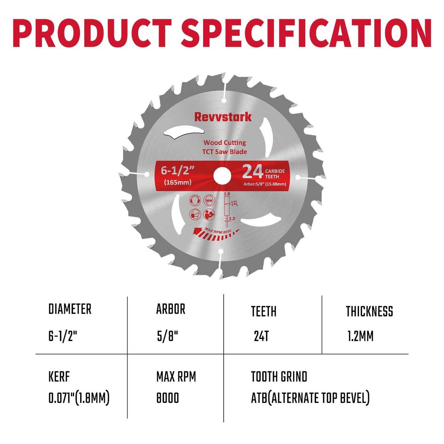 10 Pack Circular Saw Blade 6-1/2" 24T with 5/8" Arbor, Carbide Tipped Teeth, TCT Saw Blades for Cutting Various Wood, Plastic and Composite Materials, Fit Dewalt Craftsman Ryobi Milwaukee