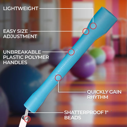 Beaded Kids Exercise Jump Rope - Segmented Skipping Rope for Kids - Durable Shatterproof Outdoor Beads - Light Weight and Tangle Free Exercise Training - Easily Adjustable Kids Jump Rope for Fitness
