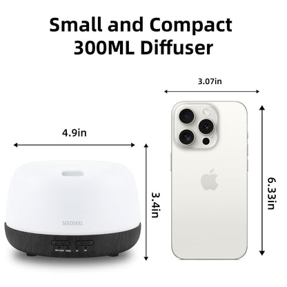 300ML Essential Oil Diffuser with 7-Color LED Lights and Remote Control, Modern Minimalist Design, High-Efficiency Ultrasonic Mist Aromatherapy Diffuser for Home