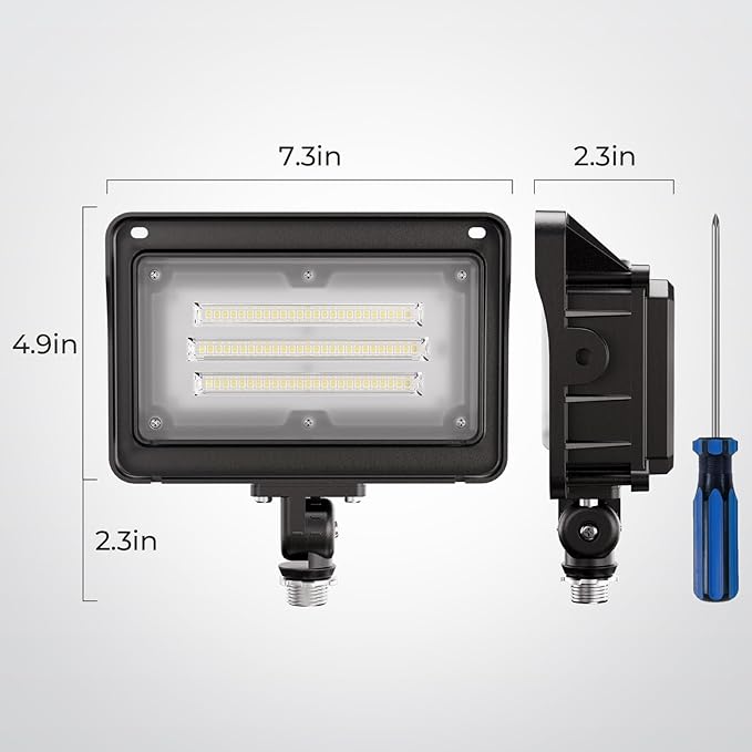 CINOTON 50W LED Flood Light Outdoor, 7000LM IP65 Waterproof Security Wall Pack Light Fixture with 180°Knuckle for Patio Porch Garage Garden Lanscape 5000K Daylight 100-277V 1 Pack