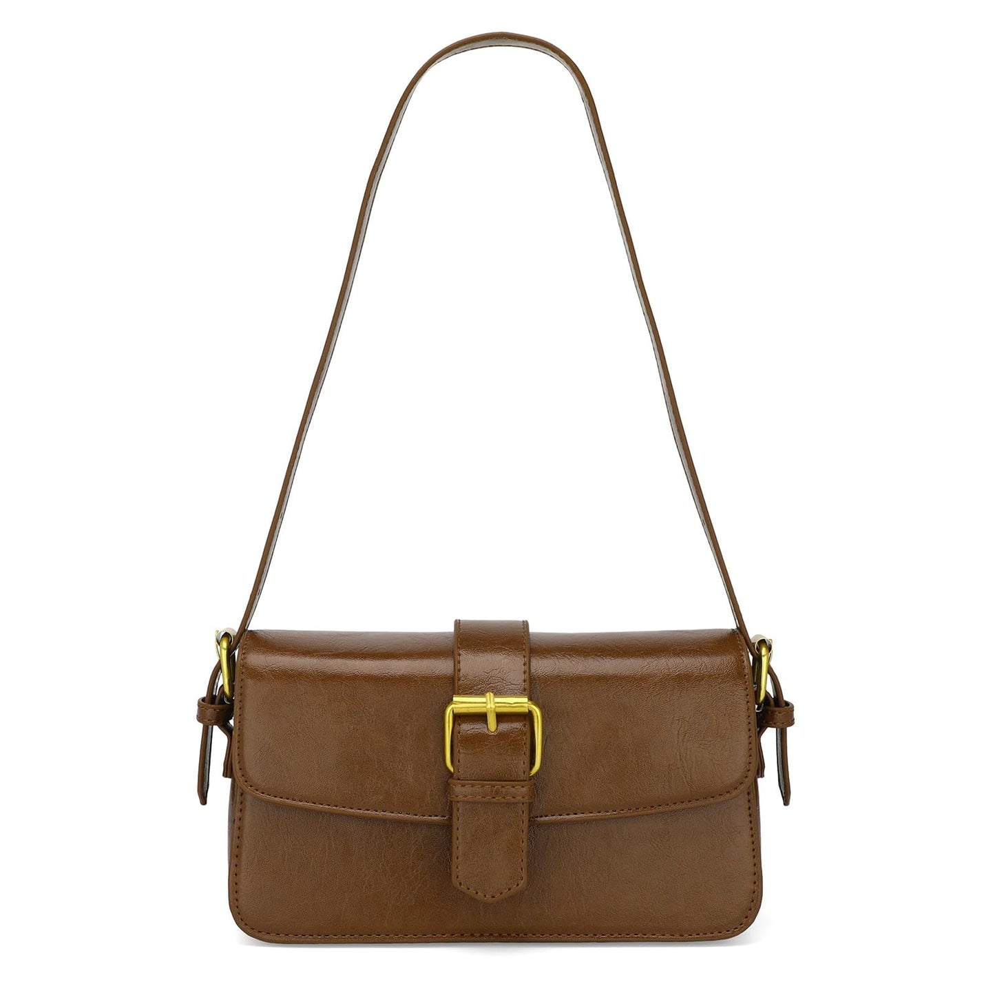 XquiziFit Shoulder Bag for Women Small Clutch Purses Cute Hobo Purses and Handbags Retro Leather Underarm Crossbody Bag with 2 Removable Strap, Brown