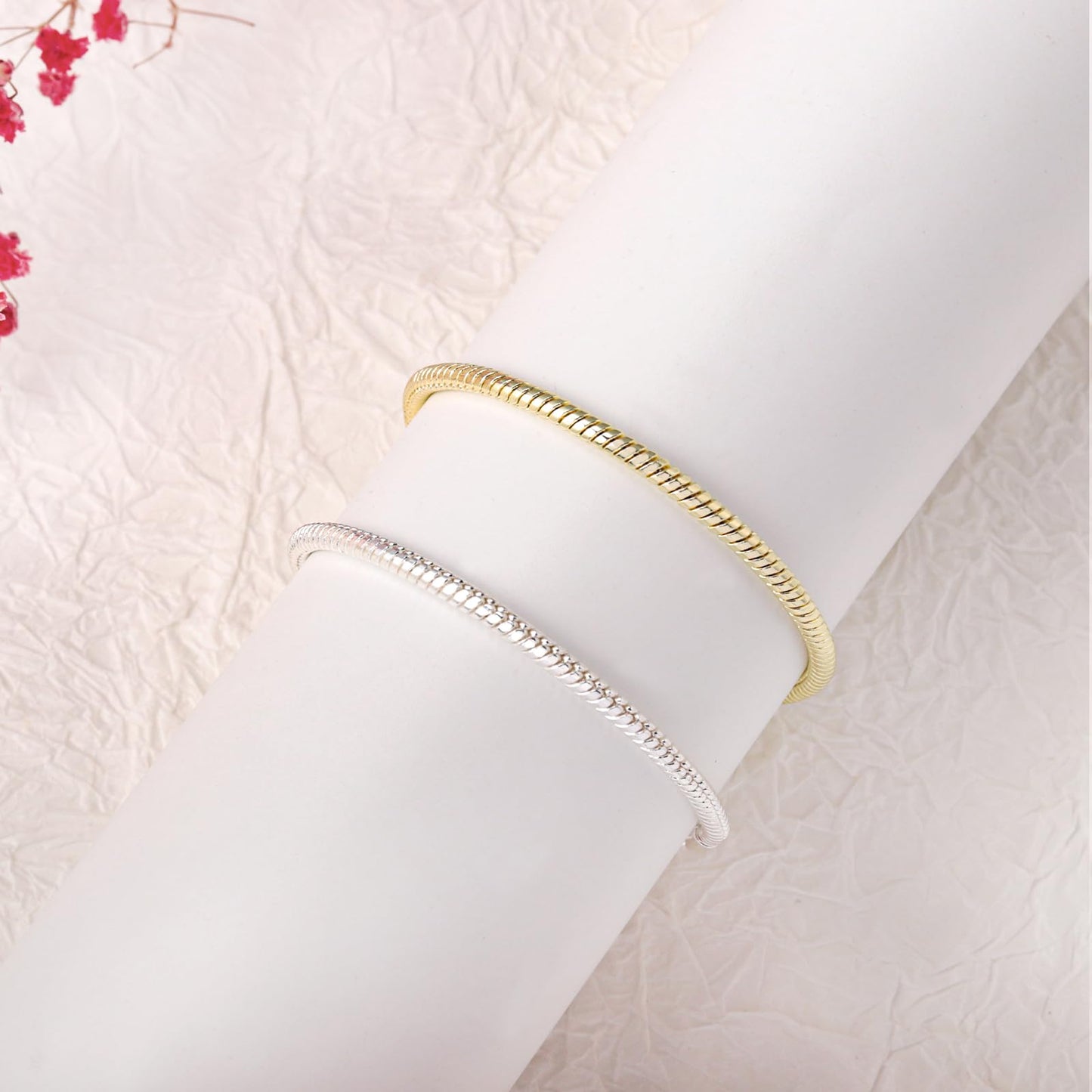 Charm Bracelet, 925 Sterling Silver Bracelets for Women 6.5",7",7.5",8",9" Available Dainty Snake Chain Bracelet Non Tarnish Jewelry Gifts for Her