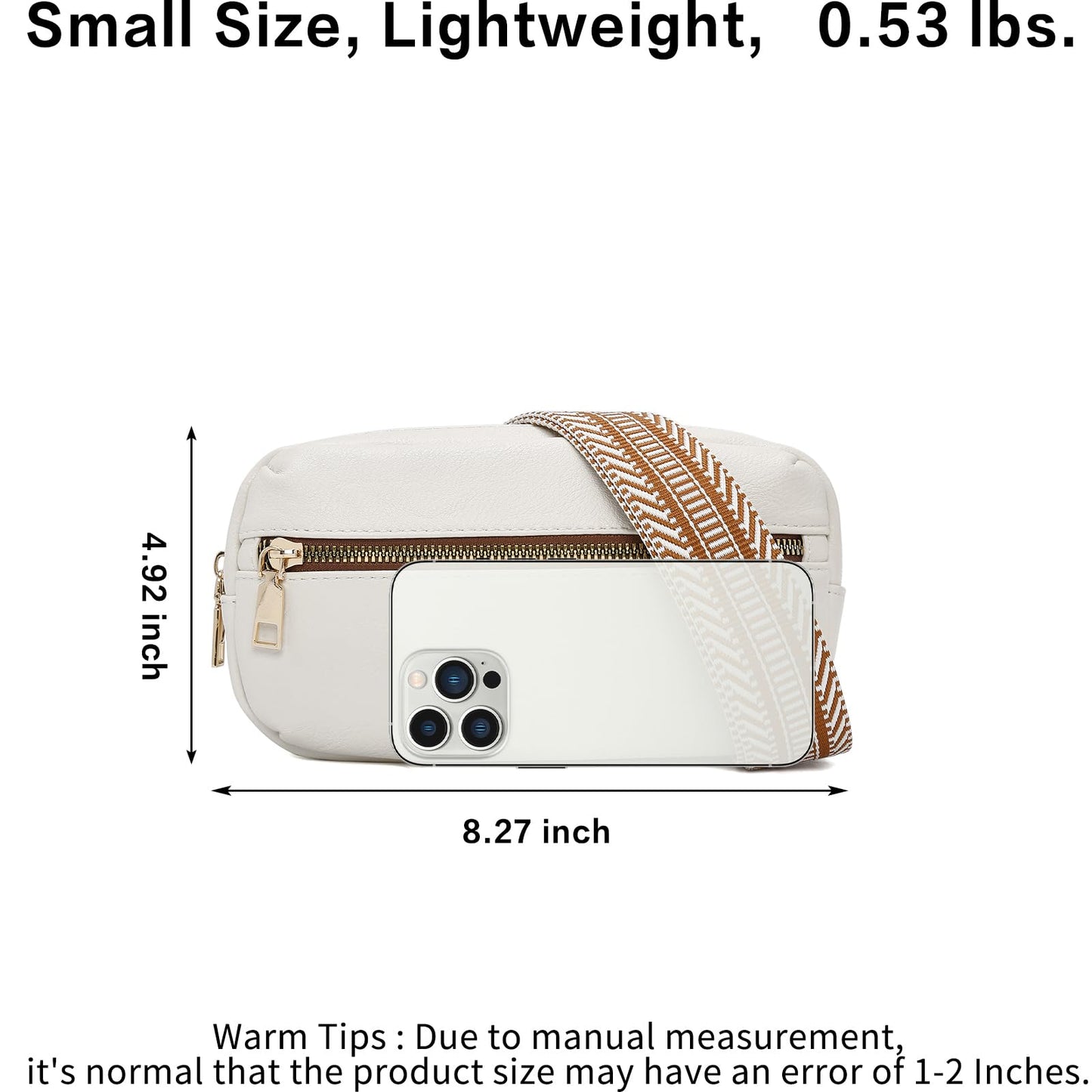 FOXLOVER Small Leather Fanny Packs for Women Waterproof Belt Bag Crossbody Sling Chest Bag Designer Mini Travel Purse(White)