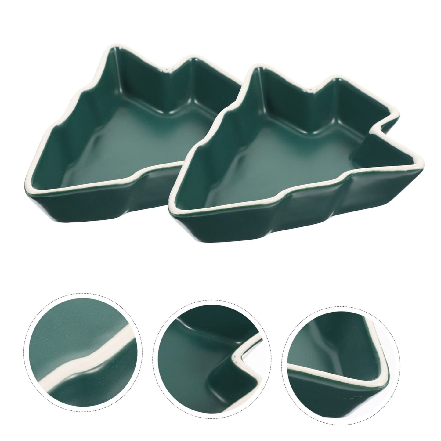 OKUMEYR 2pcs Christmas Sauce Dish Christmas Tree Candy Dishes Dry Fruit Dishes Sauce Plate Tree Shaped Bowl Sushi Plate Dipping Cups Pickles Ceramics Food