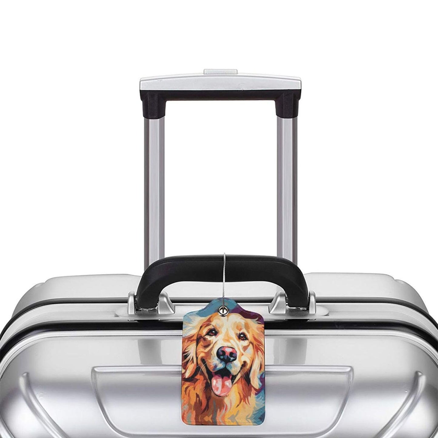 Dog Leather Luggage Tag with Stainless Steel Ring, Fun Name Id Card Cover Travel Bag Tag Set, Suitable for Travel Bag Luggage Women Men 2 PCS
