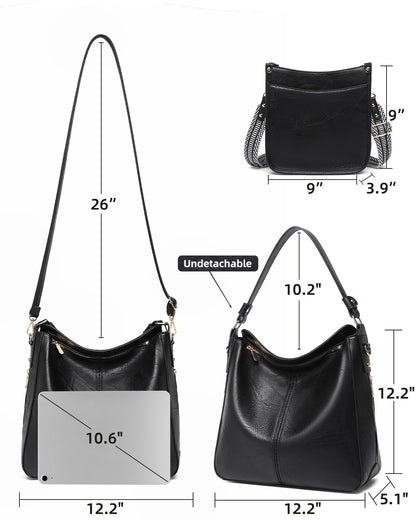 Purses for Women 3PCS, Crossbody Bags Set Large Leather Purse Shoulder Handbags with Wallet Adjustable Straps for Ladies Tote