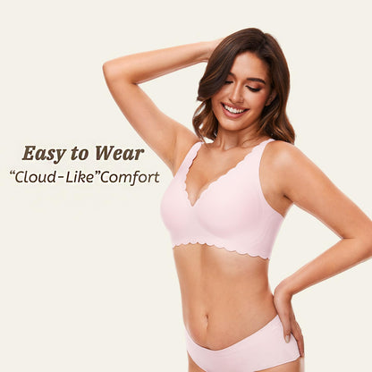 Deep V Petal Bras for Women No Underwire Soft Wireless Bras Comfort Seamless Bralettes with Extender