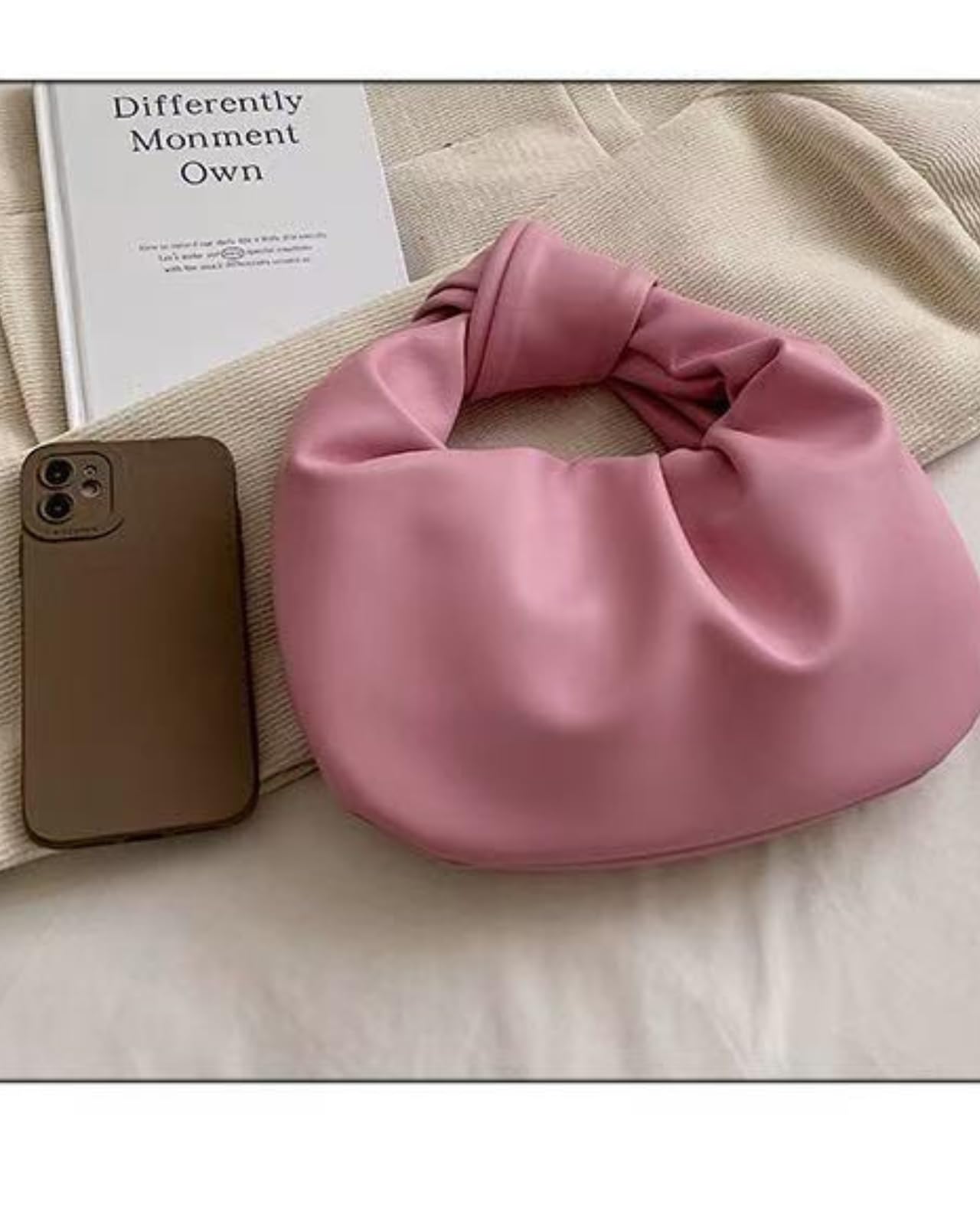 Inkfew Ruched Clutch Purses For Women Evening Bag PU Leather Trendy Small Hobo Handbag Wedding Guest Bags for Party Shopping,Pink