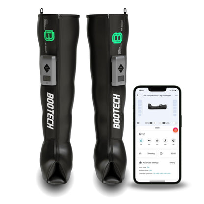 Bootech Leg Compression Recovery Boots for Circulation, Cordless Air Compression Therapy System Rechargeable Massage with 5 Modes, 5 Air Chambers, 3H Battery with Automatic Deflation Technology (M)