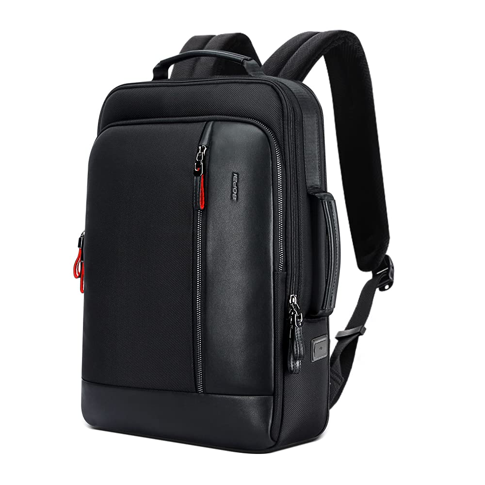 BOPai Intelligent expandable large Smart 15.6 inch Backpack Travel Friendly Water Resistant Anti-Theft Laptop Rucksack with USB Charging Business Laptop Backpack Men Black Multi-Functional