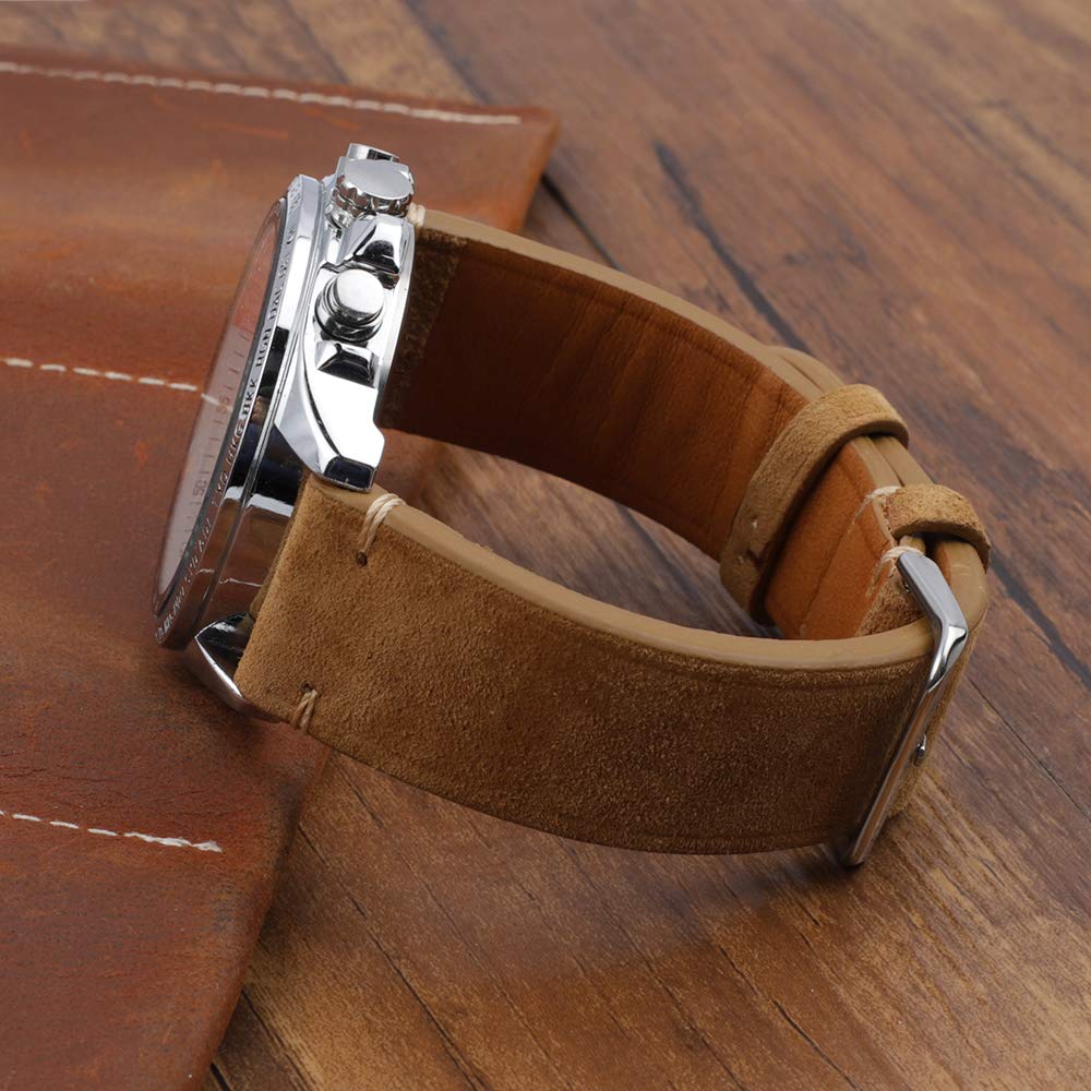 Onthelevel Suede Leather Watch Strap 18mm 20mm 22mm Vintage Chamois Leather Watch Band for Men or Women (18mm, Brown)