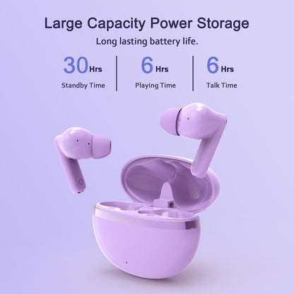 TOKANI Wireless Earbuds, True Wireless Bluetooth Earbuds with Charging Case, Stereo Bluetooth Headphones with Microphone for iPhone Android Phones and Other Smart Cellphones (Purple)