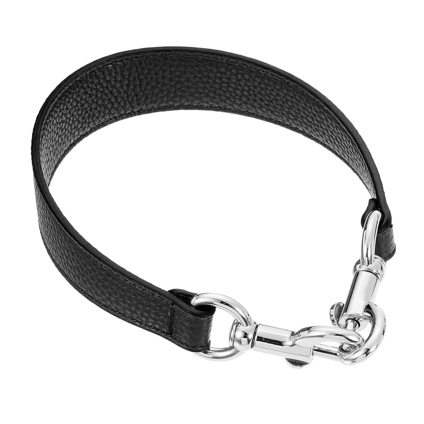 uxcell 14.17 Inch PU Leather Short Bag Strap with Clasp, Purse Handles Handbags Replacement Straps for Clutch Bag Underarm Bags, Black, Silver Buckle