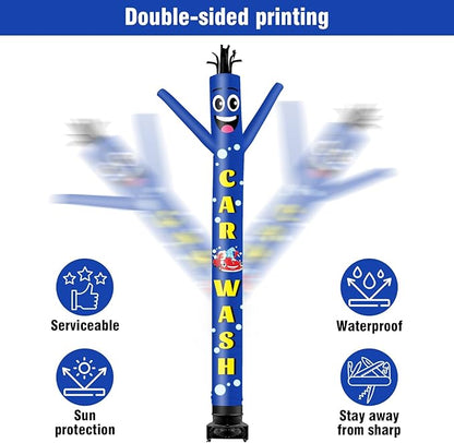 20FT Tall Inflatable Tube Man Car Wash Wacky Wavy Dancing Guy with 1.5 HP Weather-Resistant Blower (18''Diameter) for Outdoor Decoration Advertising Business Promotion