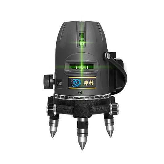 (Outdoor Super Bright) 5 lines laser level 360 self leveling Precision Cross Line level tool Green beam with 360° Rotating base Digital Li-ion Battery 5 Strong light spots 1 Plumb point