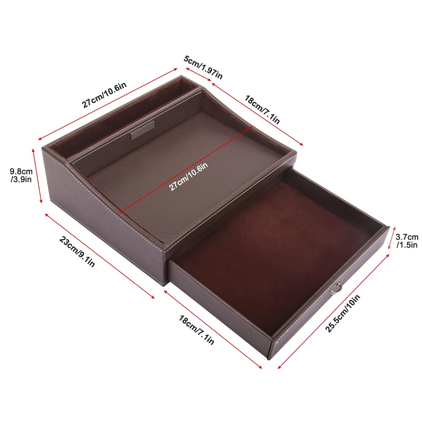 Baoyun Fathers Day Nightstand Organizer for Men, Mens Jewelry Box, Mens Dresser Organizer Countertop, Large Capacity Leather Valet Tray for Phones Pad Wallet Key Birthday Gifts for Men