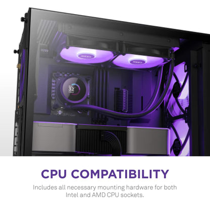 NZXT Kraken 240 RGB - 240mm AIO CPU Liquid Cooler - Customizable 1.54" Square LCD Display for Images, Performance Metrics - High-Performance Pump - 2 x F120 RGB Core Fans - Black