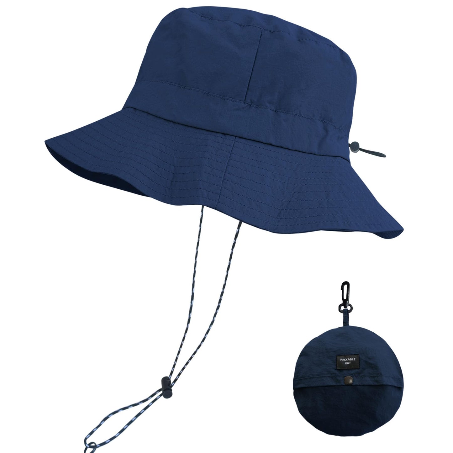PFFY Packable Sun Bucket Hat for Men UV Protection Sun Hats Waterproof Lightweight Hiking Outdoor Cap Blue (More Loose)