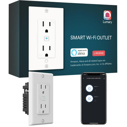 Lumary Smart USB Outlet with Type-C & USB-A Ports, WiFi in-Wall Outlet Compatible with Alexa & Google Home, Remote & Voice Control, Timer, FCC Certified, Tamper-Resistant, 4 Pack