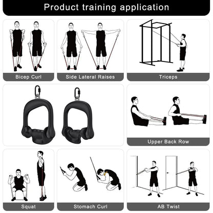 Kipika 2Pcs Ergonomic Grips D Handle Cable Attachment for Home Gym - Fits Your Hand Perfectly - Compatible with Cable Machines - 360 Rotation - 2Pcs Quick Connect Buckles - 1000 lbs Weight Capacity