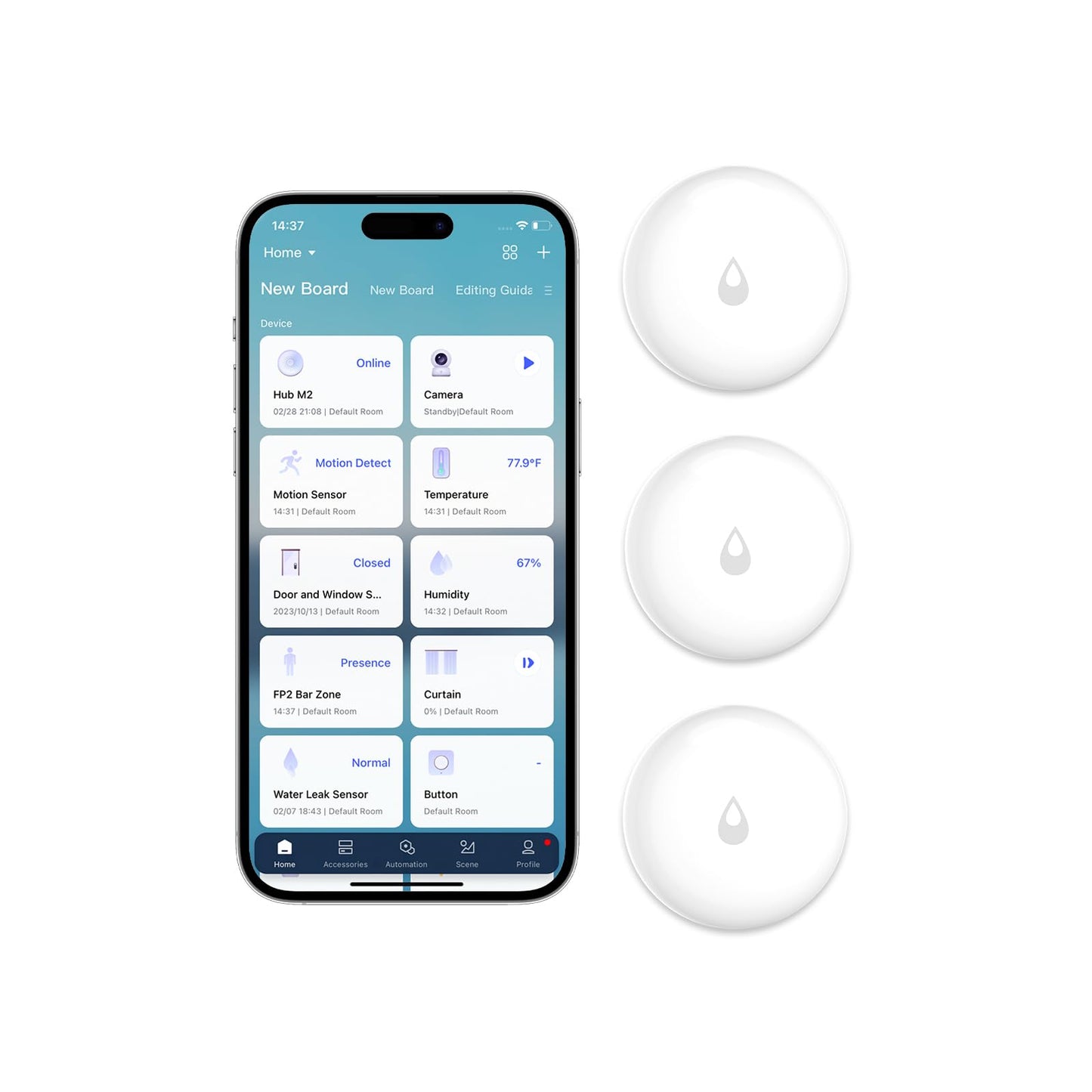 Aqara Water Leak Sensor 3 Pack, Zigbee Wireless Water Leak Detector for Alarm System and Smart Home Automation, Requires AQARA HUB, App Notifications, for Kitchen, Bathroom, Basement, Works with IFTTT