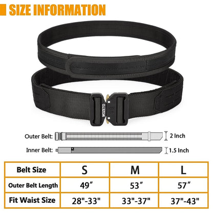 MOZETO Molle Battle Belt, 2" Battle Belts Tactical War Combat Quick Release Law Enforcement Duty Belts for Men