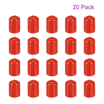 DMiotech 20 Pack 1/2"(12mm) ID Red Screw Thread Protectors Rubber End Caps Bolt Covers for Screw Bolt Furniture Pipe