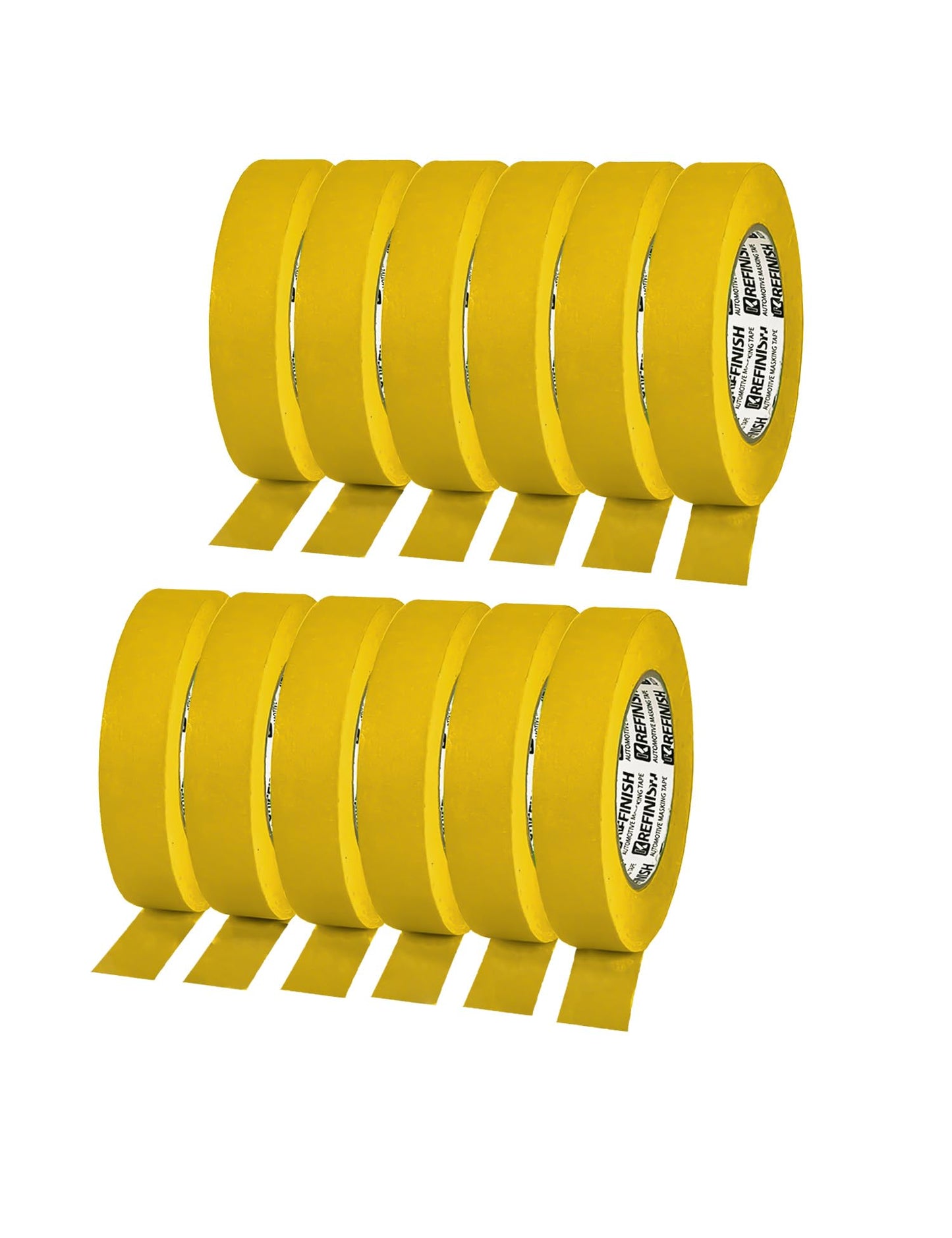 KREFINISH Painters Tape for Cars Vehicles Paint Tape Auto Body Yellow Masking Tape Heat Resistant Automotive Removable No Residue Painting Tape Bulk Set for Paint Booth, 0.94in-60 yards/12rolls
