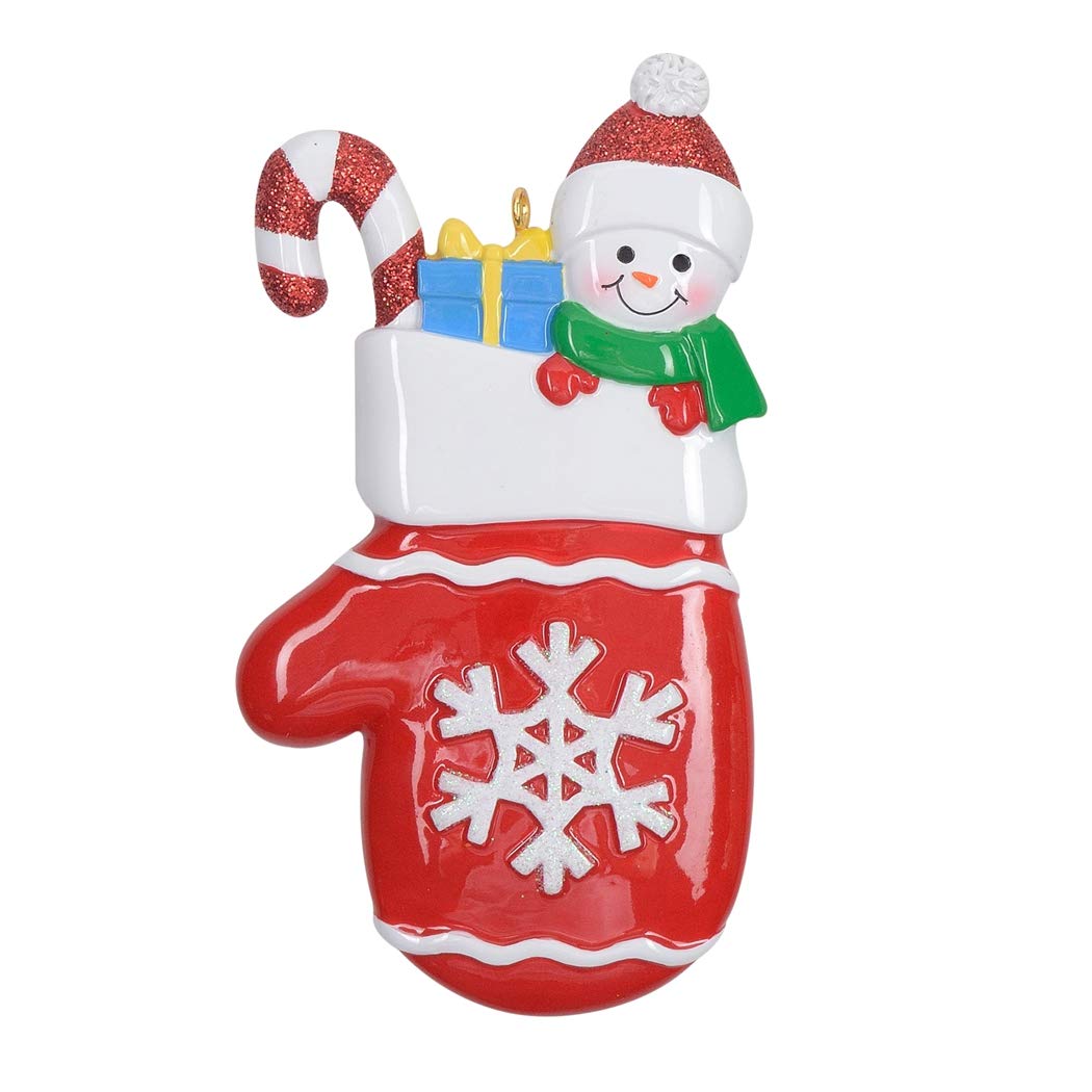 Mitten Snowman Christmas Tree Ornament Personalized Kids Winter Keepsake