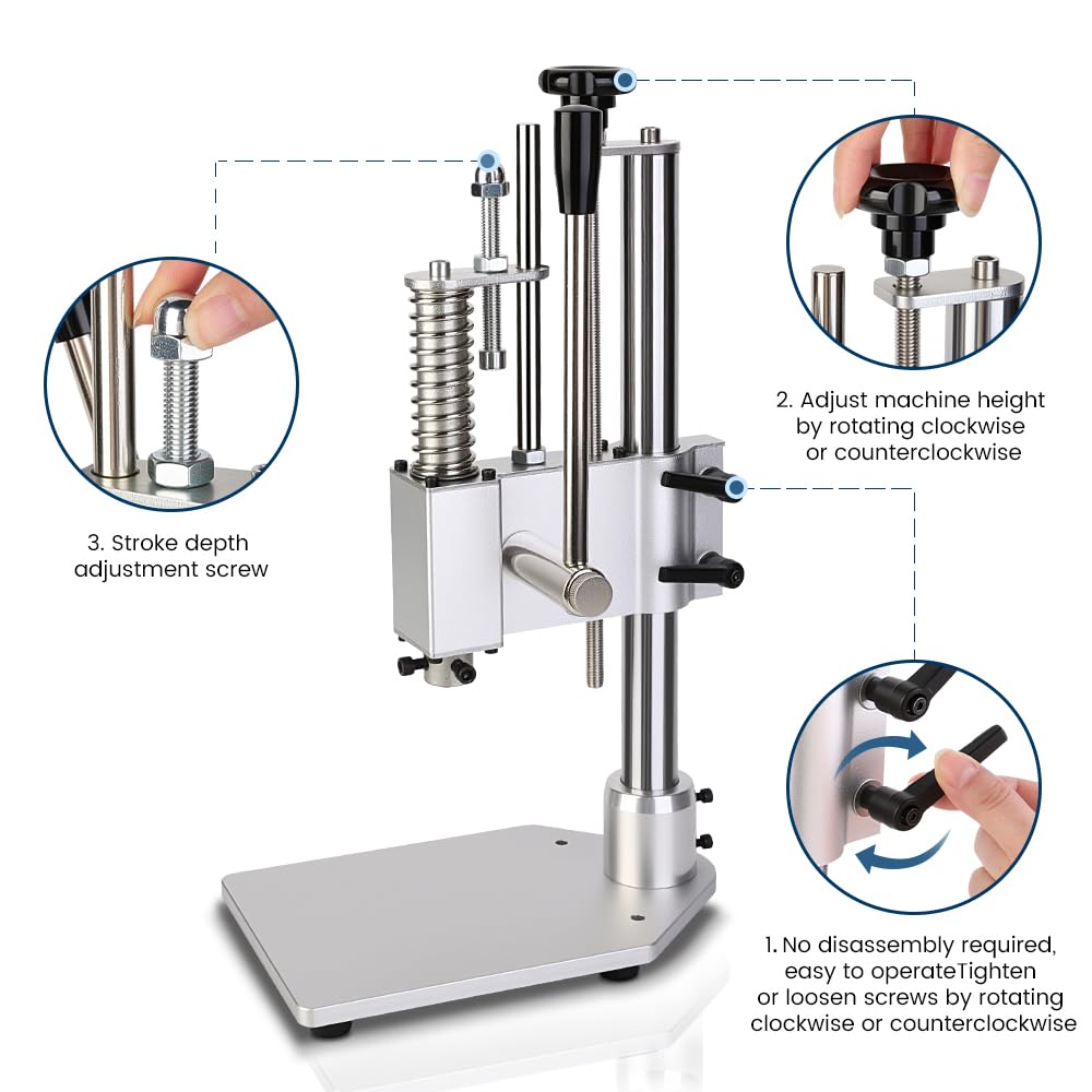 Aluminum Alloy Manual Press,Precision Punching Machine for electronic component,Leather,Jewelry,Laboratory Projects,beauty industry,Riveting,Punching,Cutting,Sealing,Disassembly (Aluminum Alloy Press)