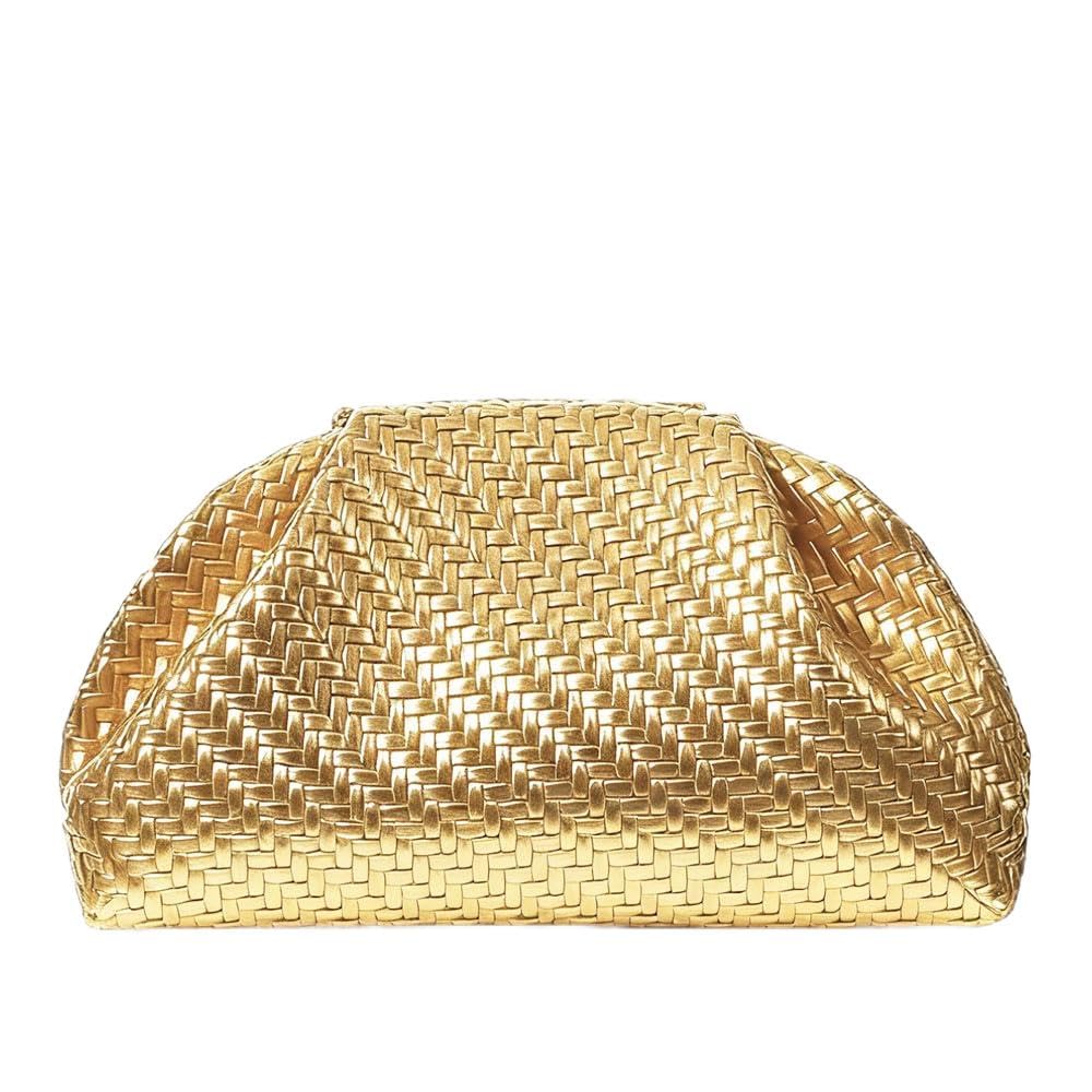 Aritenation Woven Clutch Purses for Women Evening Bag Elegant Ruched Dumpling Clutch PU Leather Eveing Bag for Party Wedding