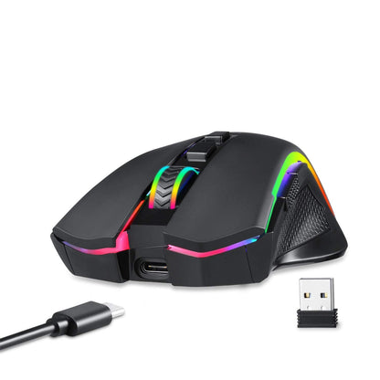 Redragon M602 Griffin RGB Gaming Mouse, RGB Spectrum Backlit Ergonomic Mouse with 7 Programmable Backlight Modes up to 8000 DPI for Windows PC Gamers (Black, Wireless)