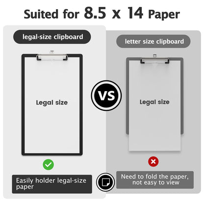 Macroclo Legal Size Clipboard, Black 8.5 x 14 Clip Boards for Lawers, Low Profile Clip, Writing Board, Size 9 x 15 in, Office & School Supply