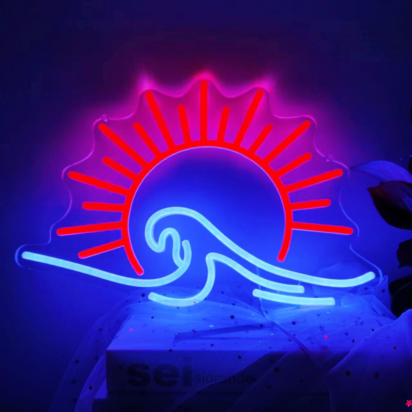 HFHungkeong Sunrize Wave Neon Signs for Wall Decor,LED Arylic Neon Wave Sign with Dimmable Switch,Game Neon Light for Kids Bedroom Gaming Room Dorm Home Bar Man Cave Gifts,16.1x11.4In/41x29CM