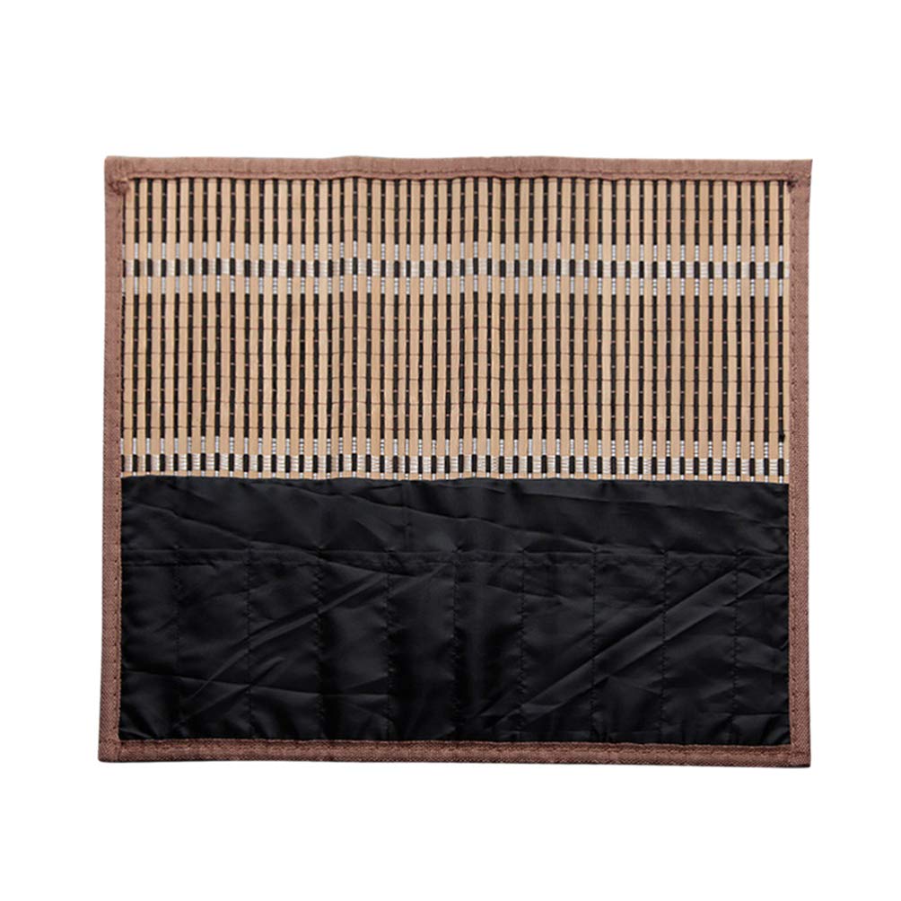 NUOBESTY Roll-up Bamboo Brush Holder Portable Calligraphy Pen Storage Organizer Writing Brush Holder for Painters Artist Students