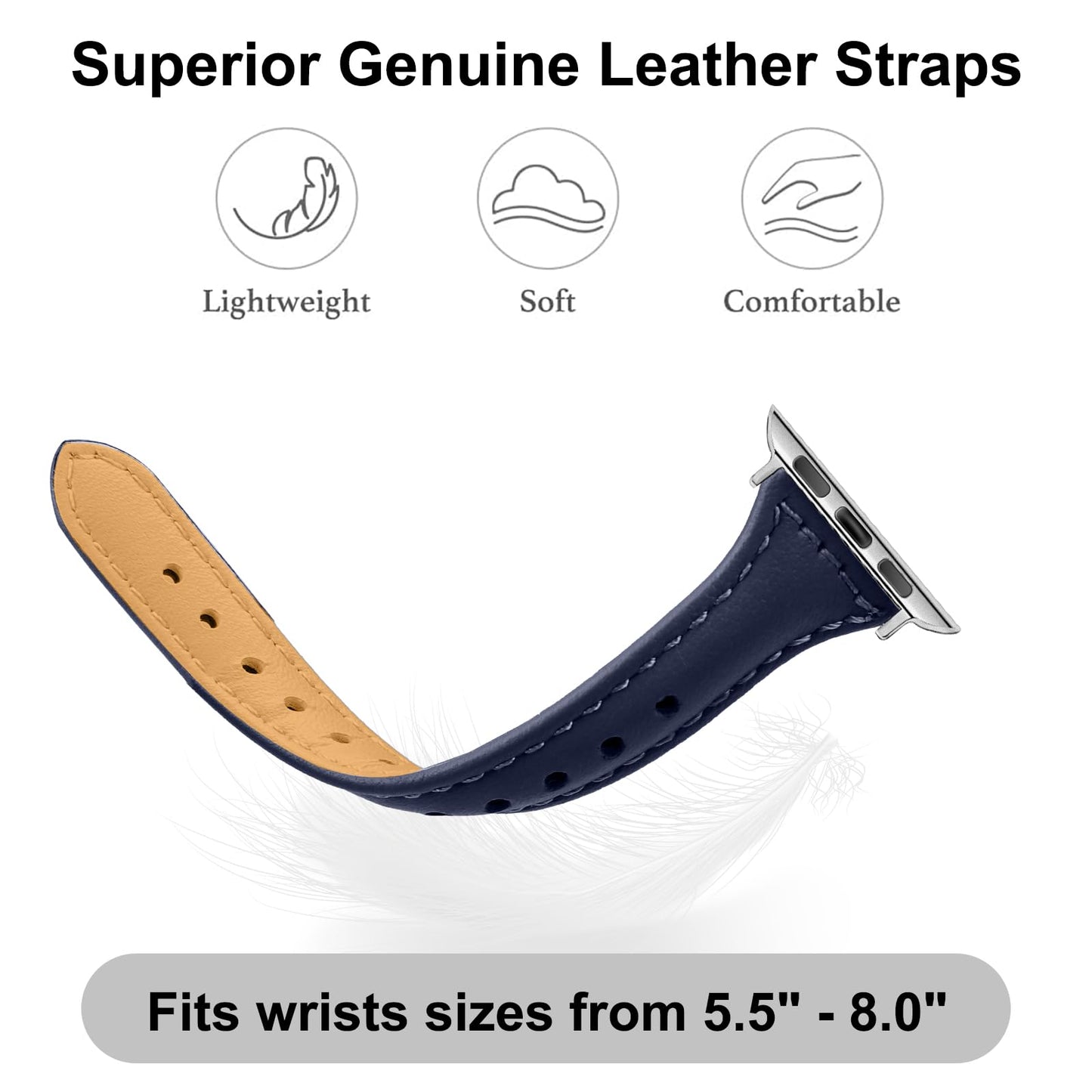 OULUCCI Leather Bands Compatible Apple Watch Bands For Women 38mm 40mm 41mm 42mm 44mm 45mm 46mm 49mm, Top Grain Leather Band Replacement Strap for iWatch Ultra SE SE2 Series 11 10 9 8 7 6 5 4 3 2 1