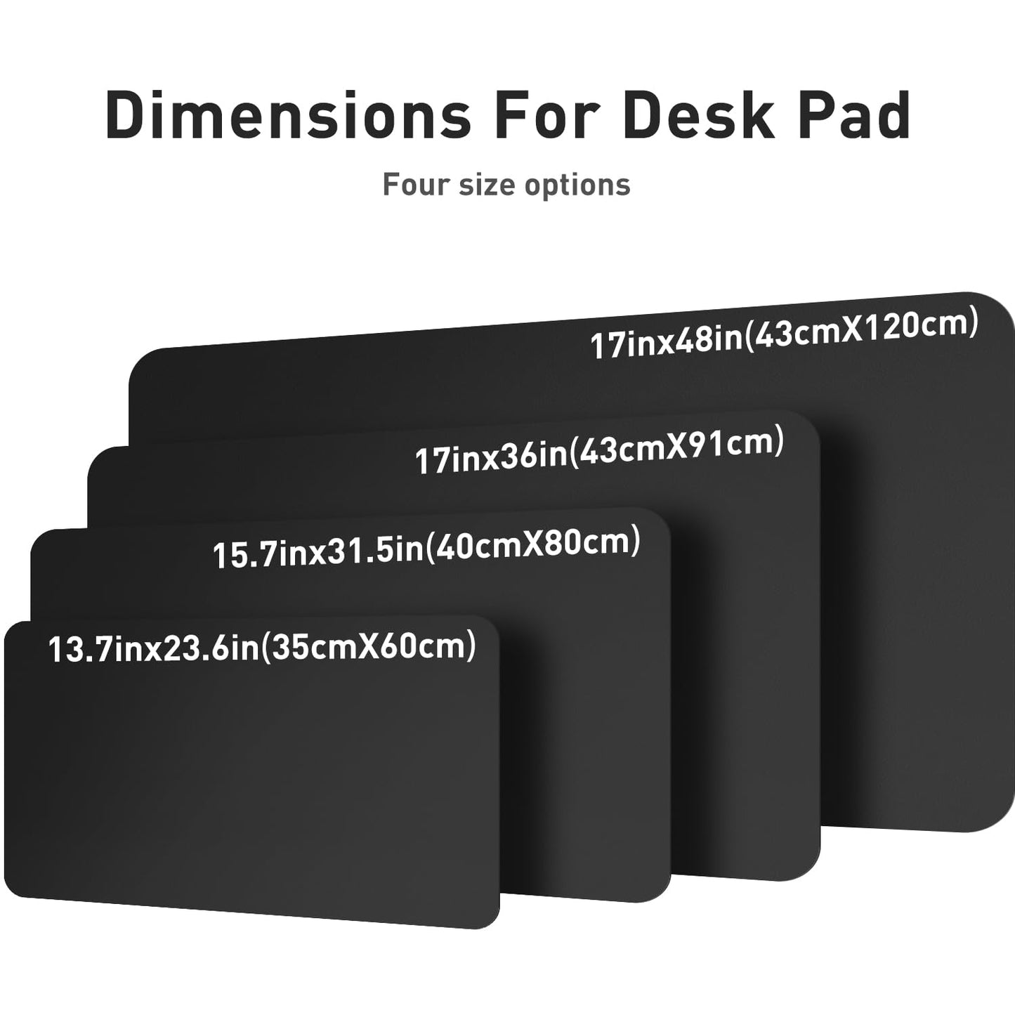 Aothia Leather Desk Pad Protector, Mouse Pad, Office Desk Mat, Non-Slip PU Leather Desk Blotter, Laptop Desk Pad, Waterproof Desk Writing Pad for Office and Home (48"x17", Black)