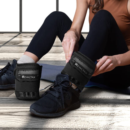 Pair of Adjustable Ankle/Wrist Weights Can Be Adjusted Weight Size - 2 x Weight Wraps Leg and Hand Weights For Walking Running Exercises - Adjustable Weights (2-LB Each (4-LB Total))