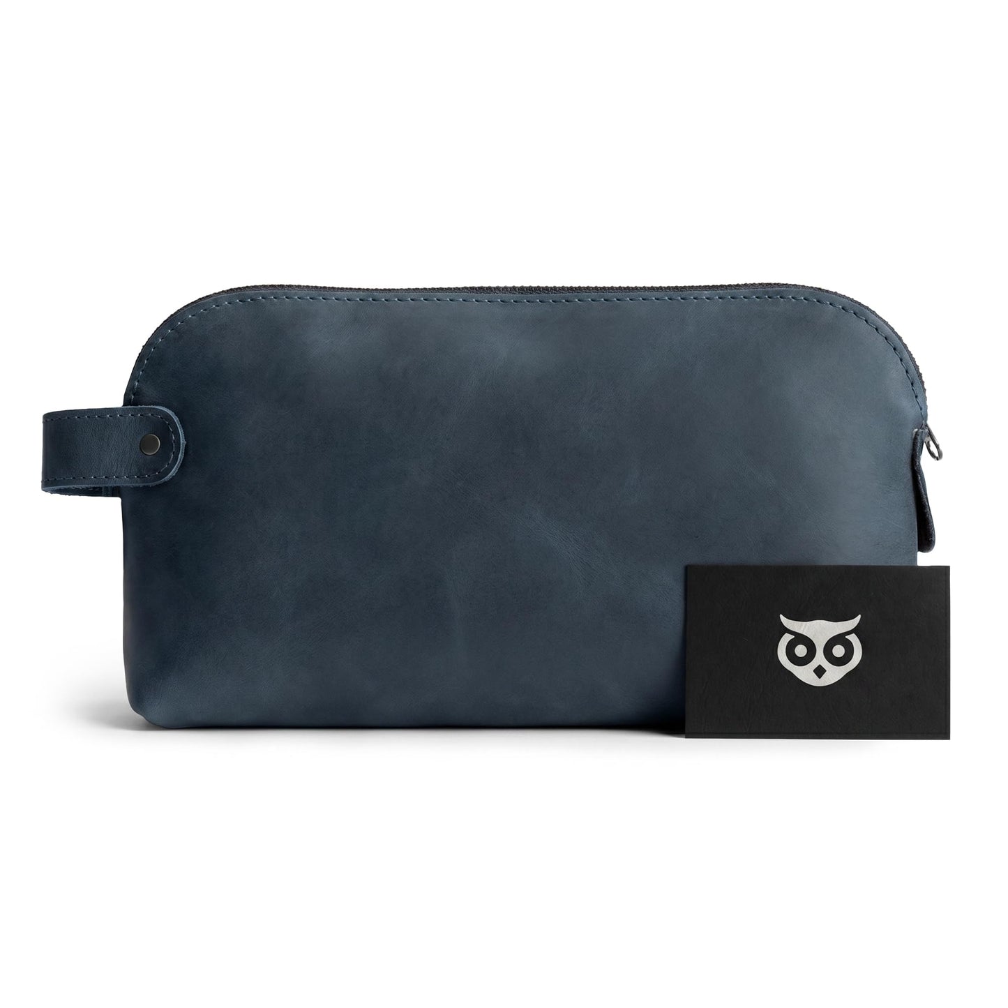 Hide & Drink, Large Rustic All Purpose Dopp Kit Utility Bag for Cords & Chargers, Travel Bag, Multi-Purpose Bag, Full Grain Leather, Handmade, Slate Blue