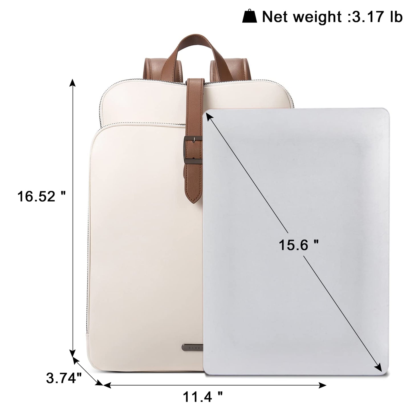 CLUCI Leather Backpack for Women, 15.6 inch Laptop Bag, Large Genuine Work Backpack Travel Back
