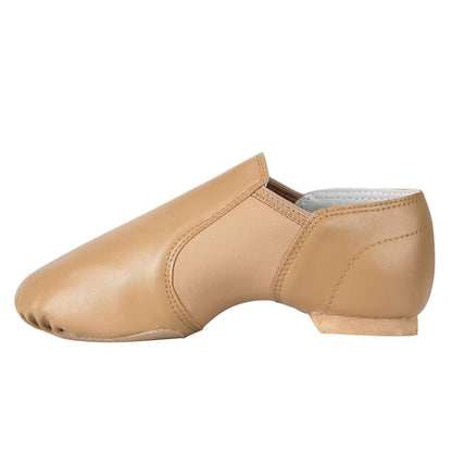Linodes Unisex 006 PU Leather Upper Slip-on Jazz Shoe for Women and Men's Dance Shoes-Brown 9M