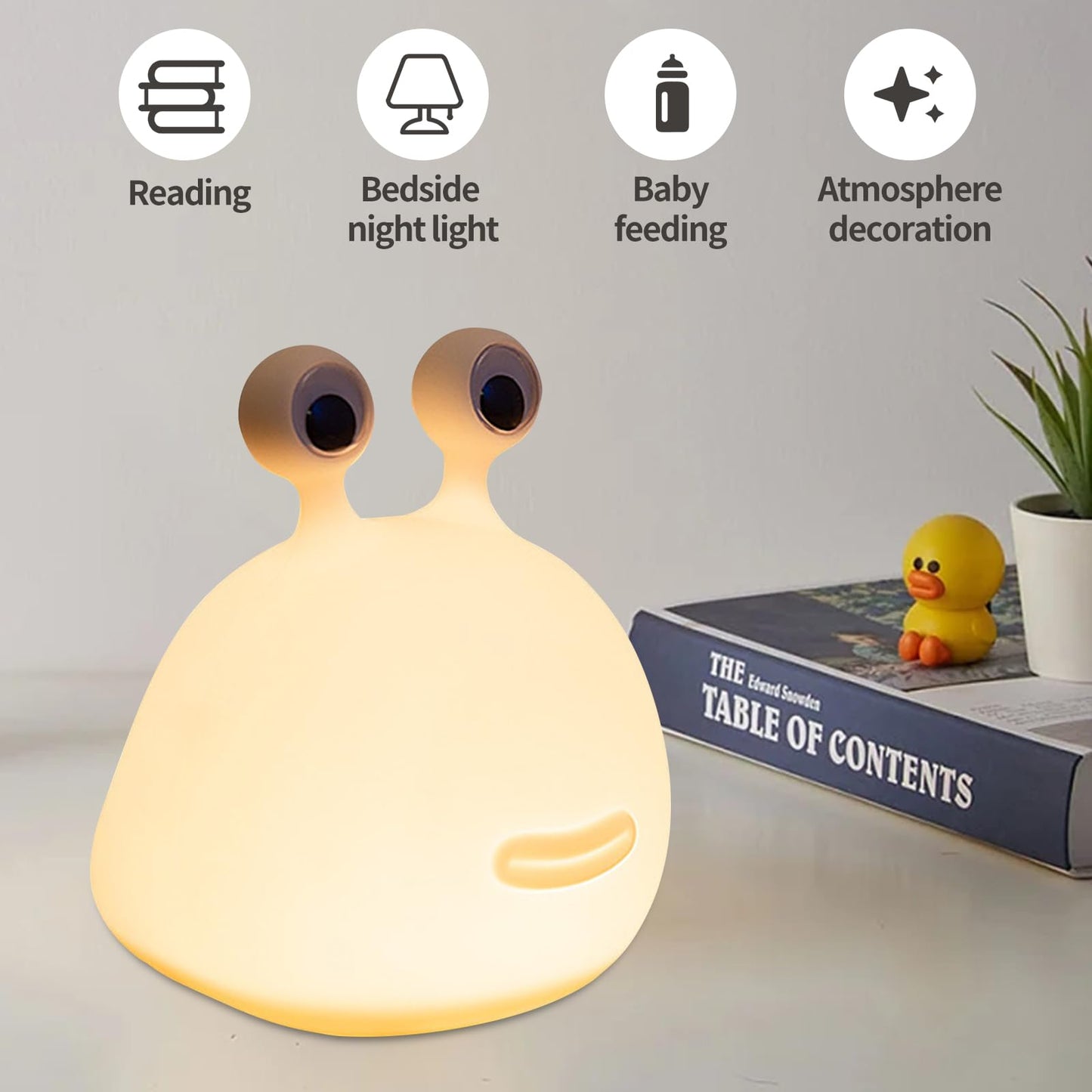 Yesinaly Cute Slug Night Light - Funny Kid Night Light for Bedroom Decor, Touch Soft Silicone Lamp for Birthday Gifts Room Decorations