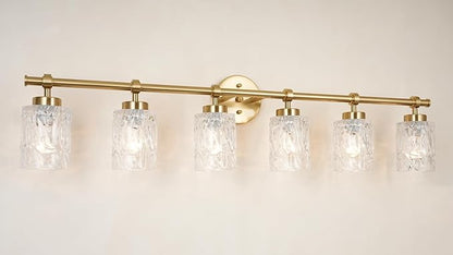 ALICE HOUSE Modern 6-Light Bathroom Vanity Light, 41” Brushed Brass Finish Wall Lighting Fixture Over Mirror for Bathroom, Powder Room, Makeup AL5095-W6