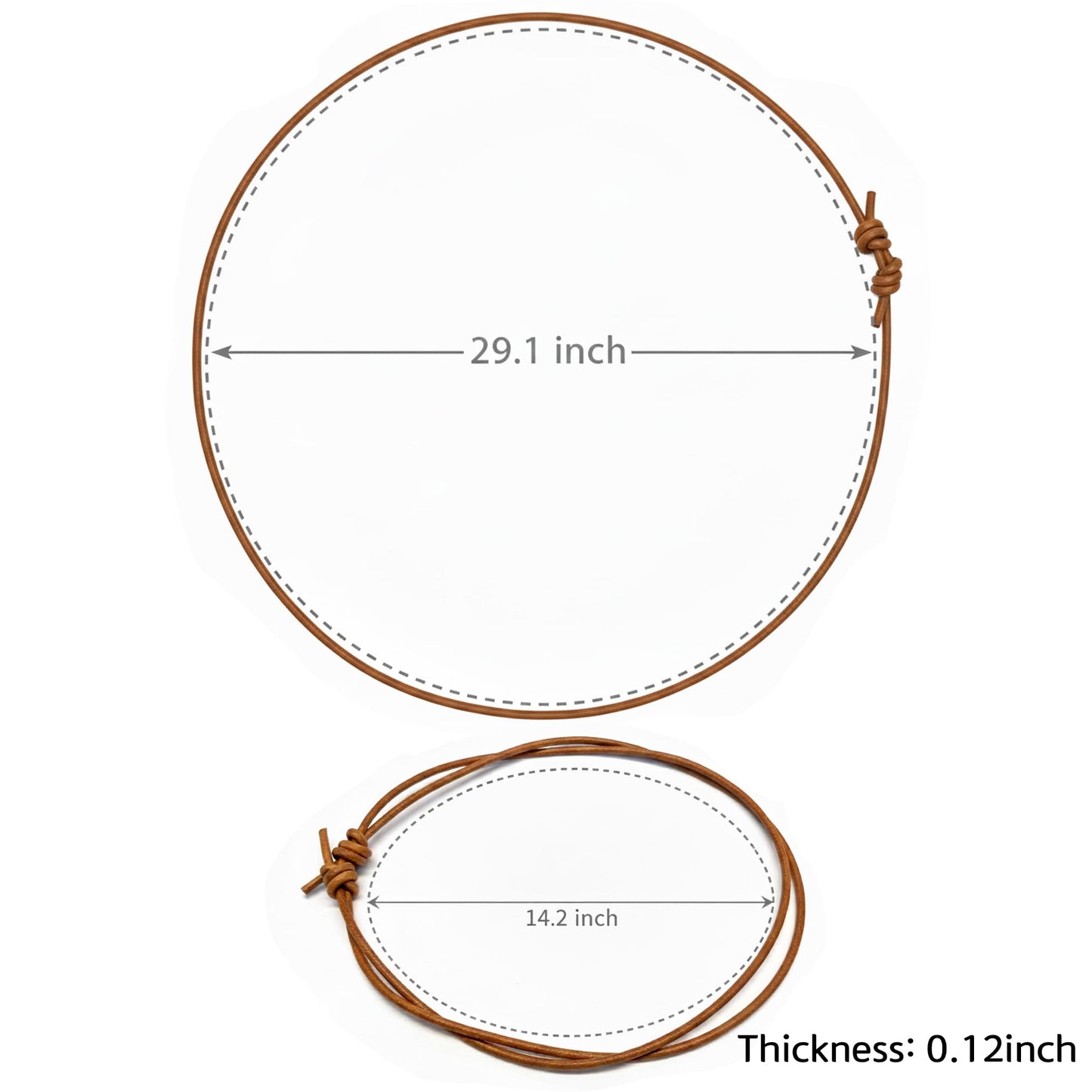 Leporem Genuine Leather Thick Cord Necklace, Dark Brown Woven Surfer Pendant, Adjustable Unisex Collar Jewelry (Brown)