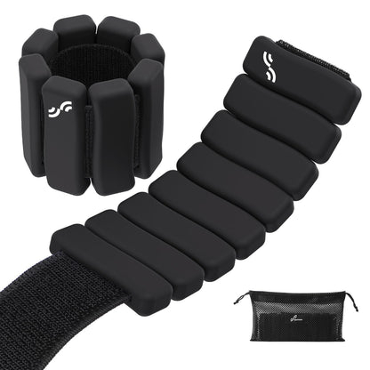 Sportneer Wrist & Ankle Weights for Women & Men Set of 2 (1LB/2LB Each) - Soft Silicone Arm & Leg Weights for Pilates, Yoga, Walking, Barre, Home Workout, Water Aerobics(Twilight Black, 1 LB x 2)