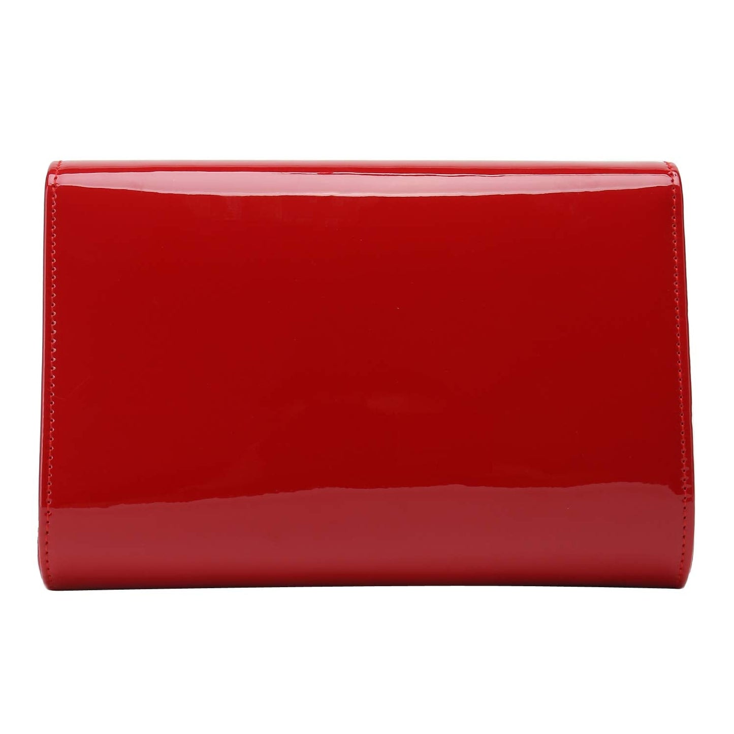 CHARMING TAILOR Patent Leather Flap Clutch for Women Classic Elegant Evening Bag Chic Dress Purse (Red)