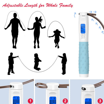 Te-Rich Jump Rope, Weighted Jump Rope for Fitness, Skipping Rope with Counter - Heavy Handles, Adjustable Length - Cordless Jumping Rope for Men Women Kids Fitness Exercise Training