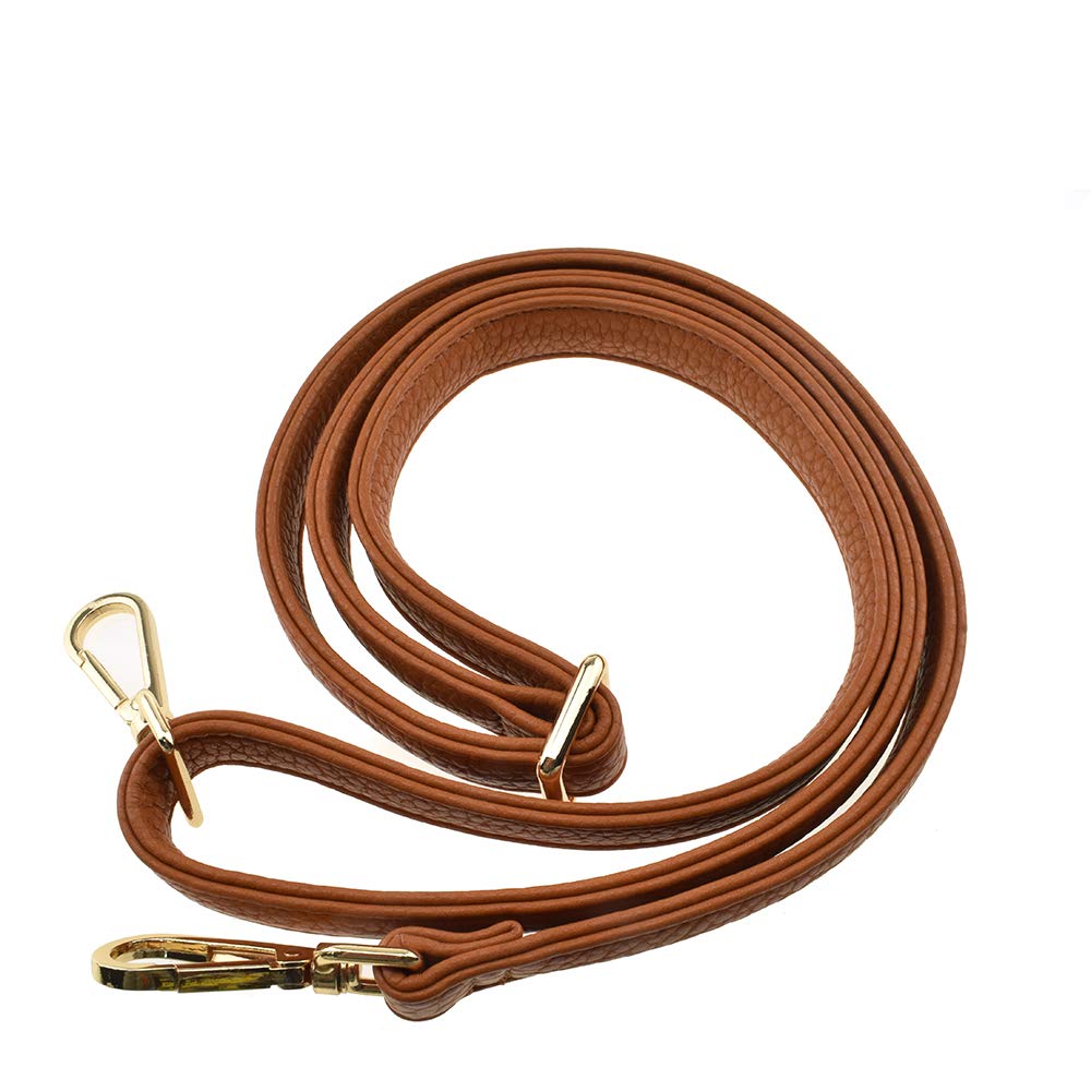 HAHIYO Adjustable Pebbled Brown Leather Purse Chain Strap Length 31.5-55.1 Inch Gold Hardware for Shoulder Cross Body Sling Purse Replacement Comfortable 0.71 Inch Wide 4.7mm Extra Thick 1 Pack